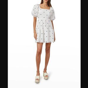 Rails White Mini Dress with Black Polka Dots